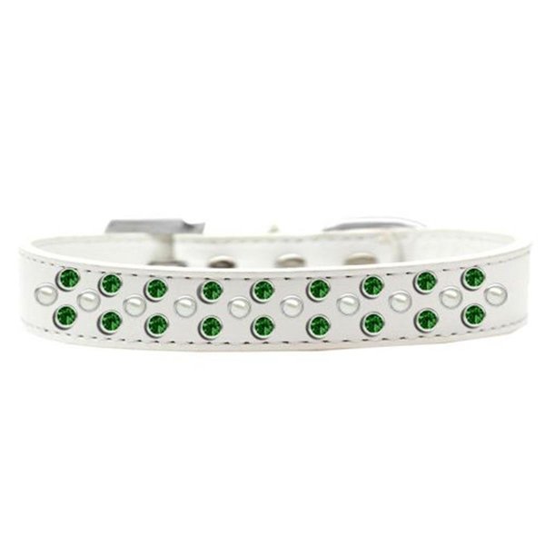 Unconditional Love Sprinkles Pearl & Emerald Green Crystals Dog CollarWhite Size 16 UN786004